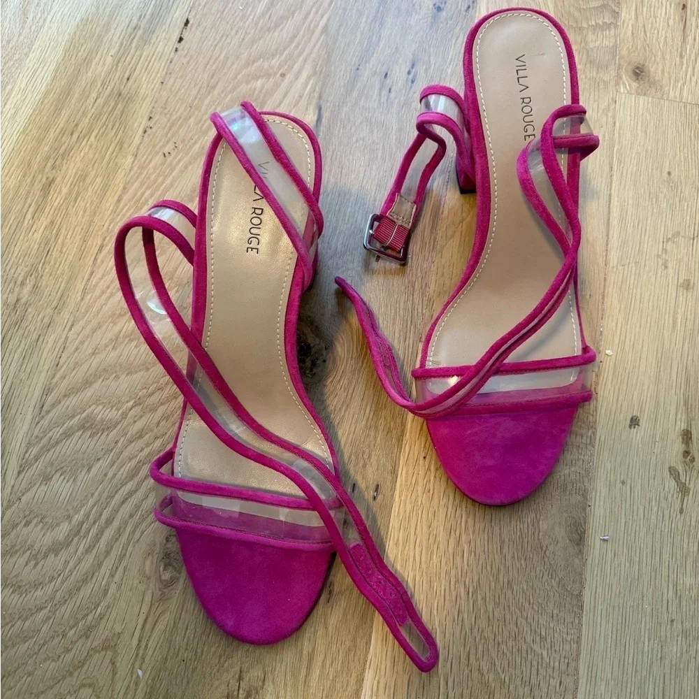 Villa Rouge Hot Pink Strappy Block Sandal Heels- never worn
